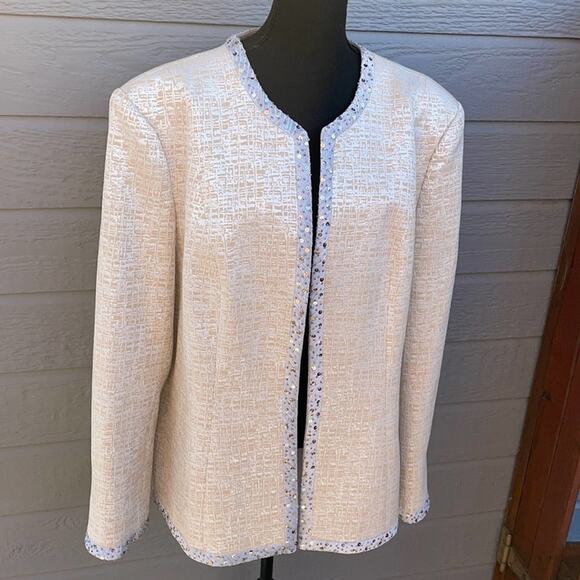 Vintage Ben Marc International women’s 20 silver threaded open front blazer - Picture 1 of 13
